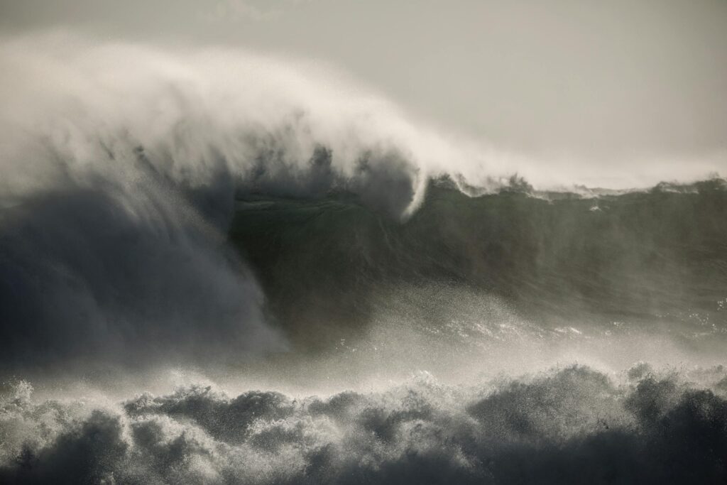 Dramatic wave crashing in Yangyang, South Korea. Perfect for nature and seascape themes.SWOT satellite tsunami